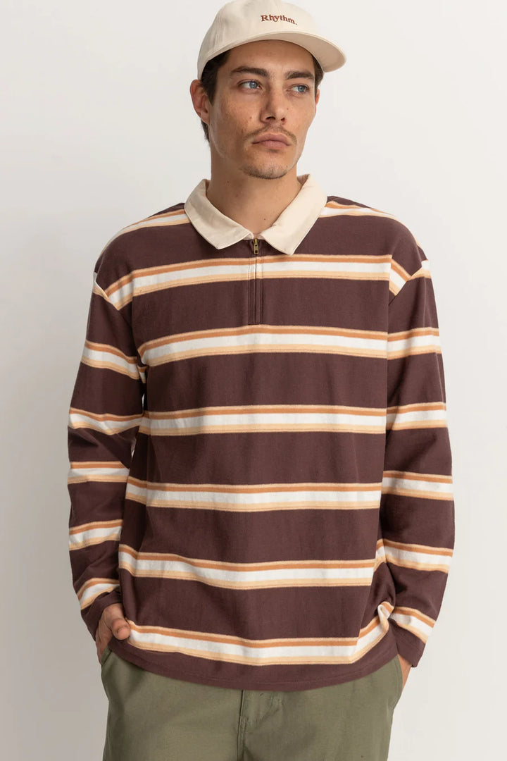 Vintage Stripe Polo - Chocolate