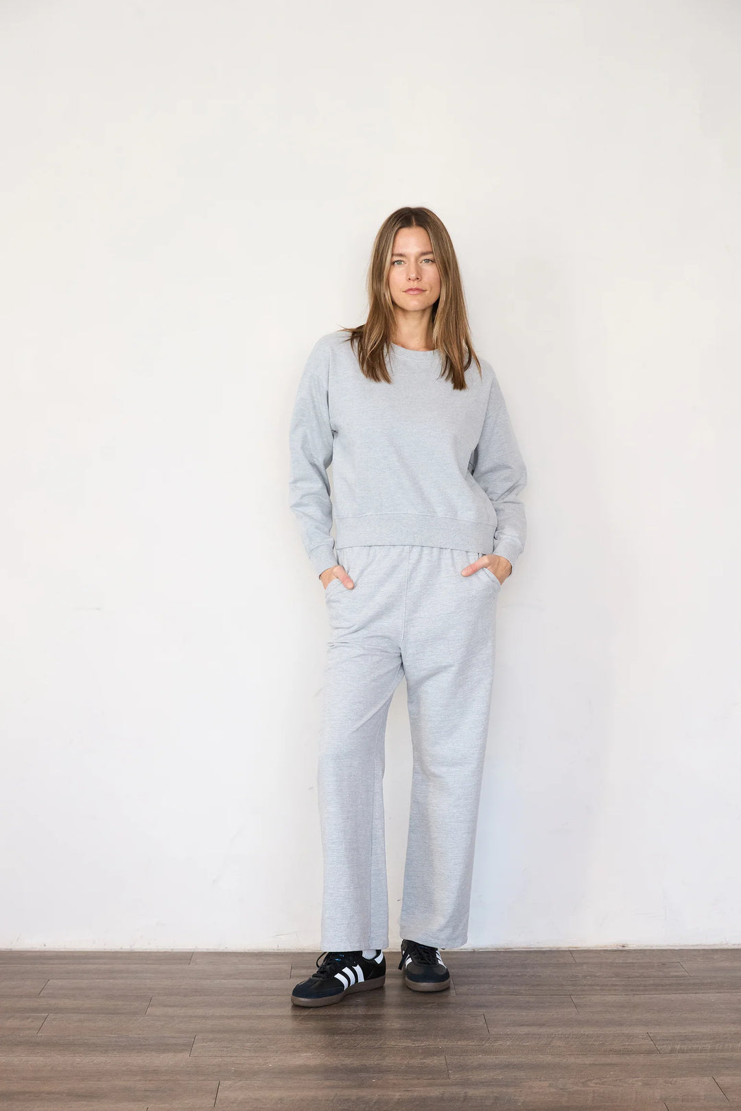 Wide Leg Sweatpants - Heather Grey