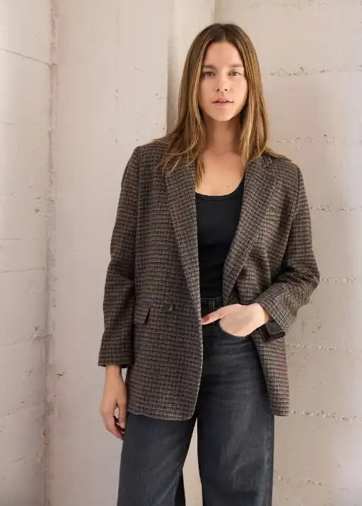 Wool Blend Jacket - Brown