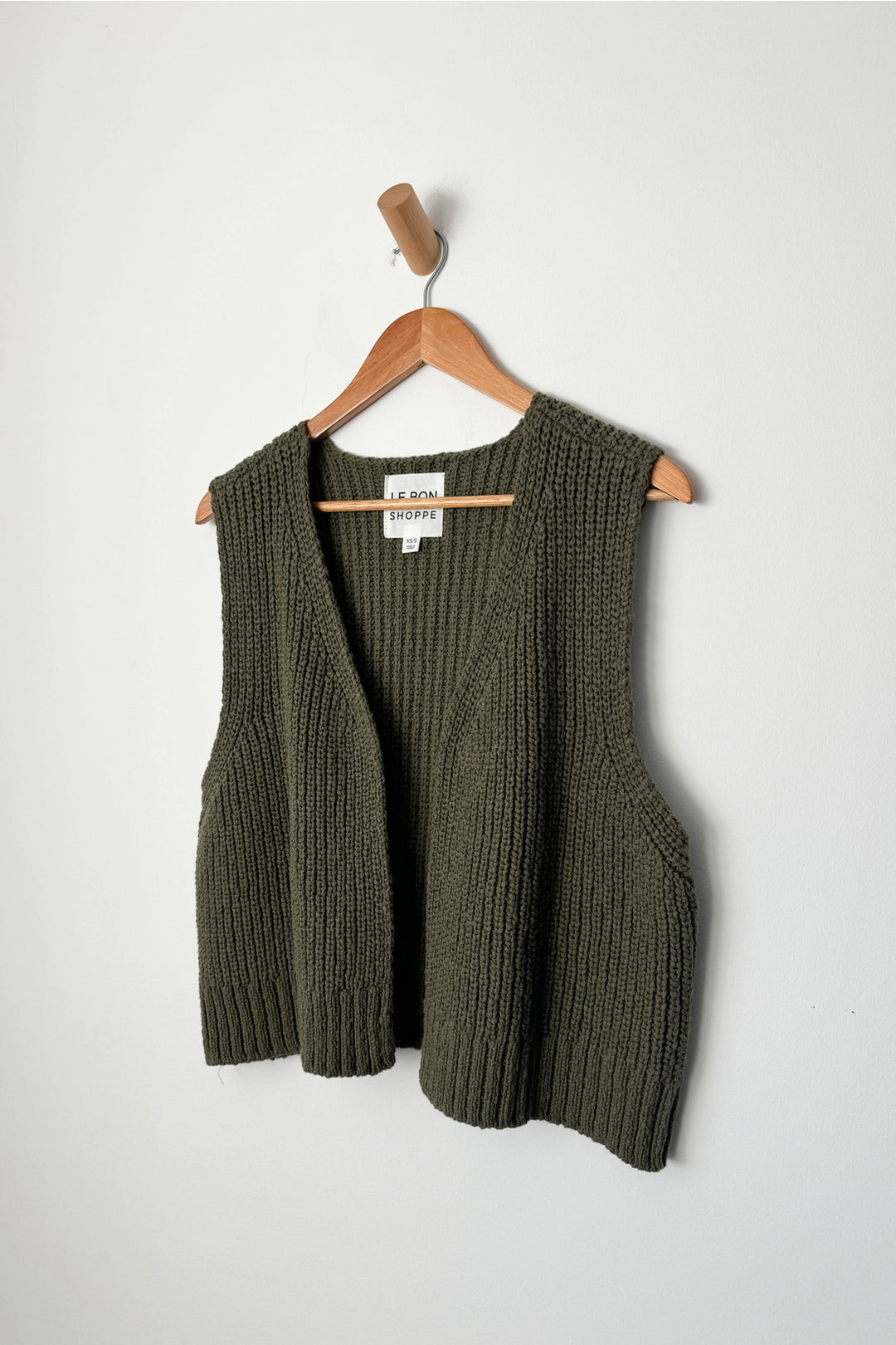 Granny Cotton Sweater Vest - Olive Green