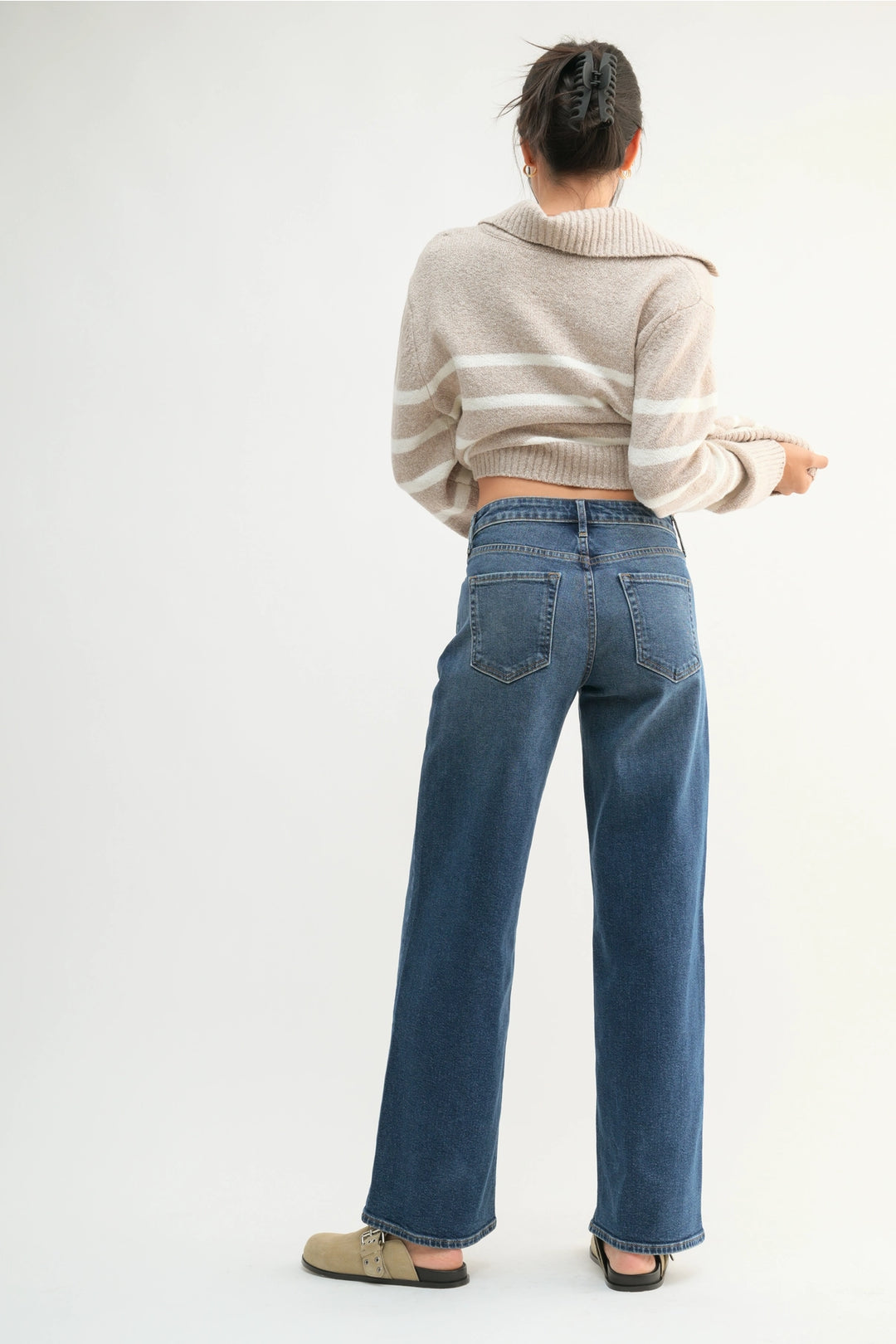 Mid Rise Slim Wide Leg - Dark Denim