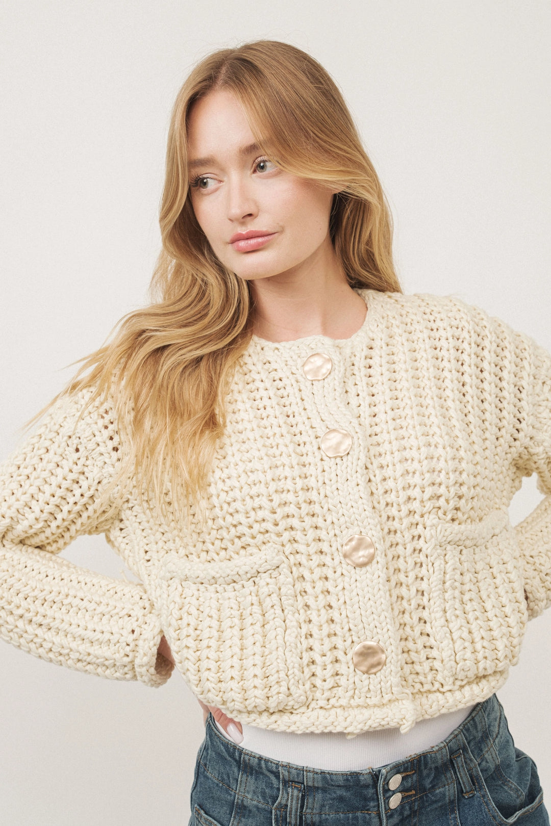 Chunky Knit Cardigan - Cream