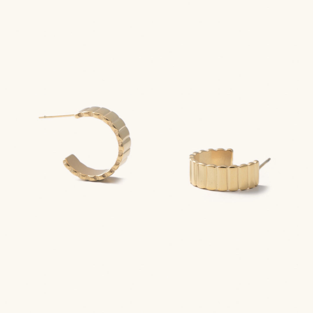 Dylan Ridged Hoops - Gold