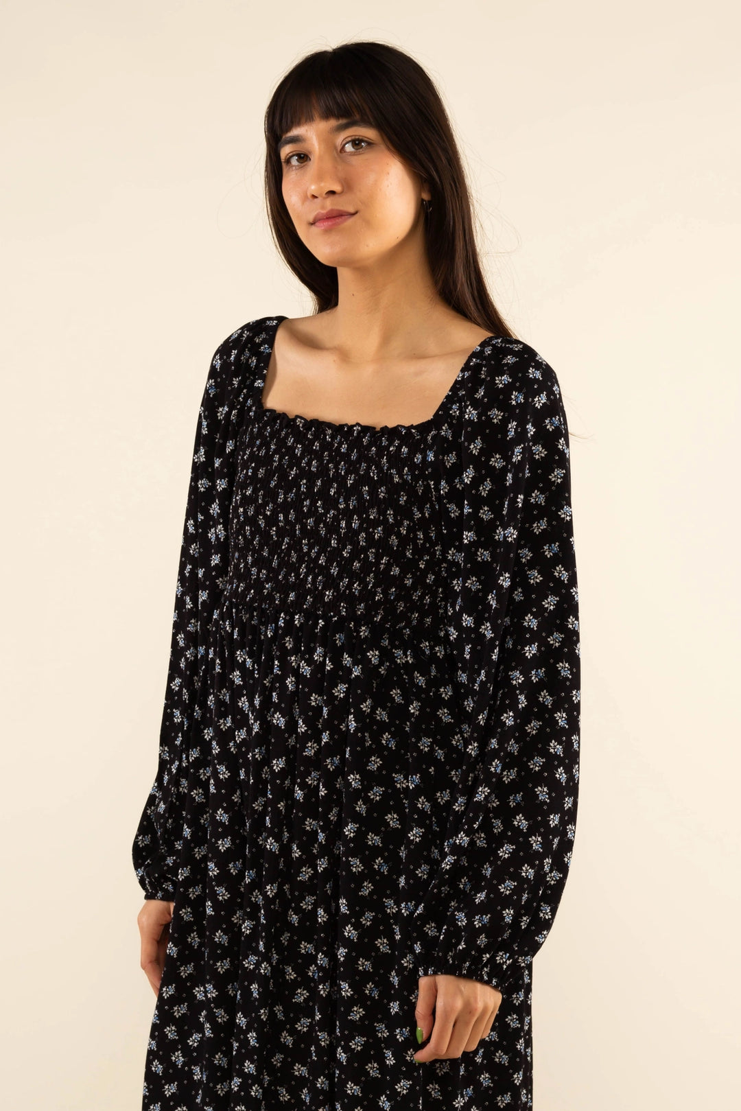 Dawn Floral Dress - Black / Blue