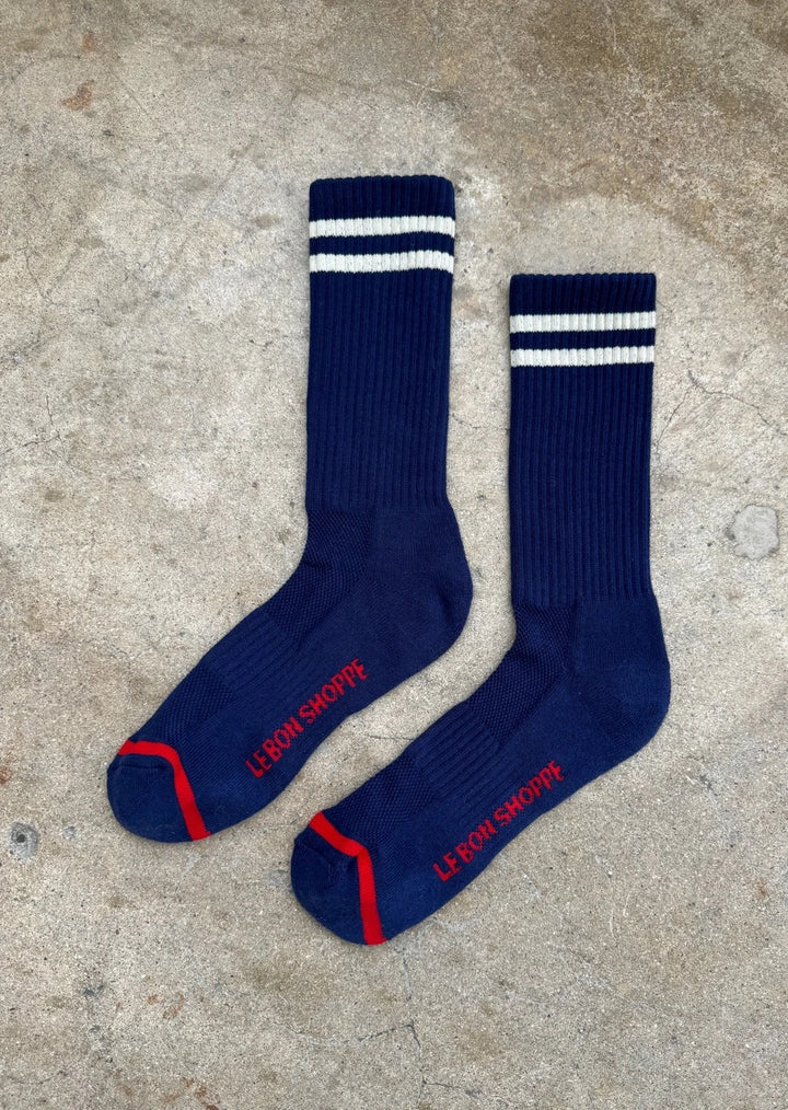 Extended Boyfriend Socks - Navy