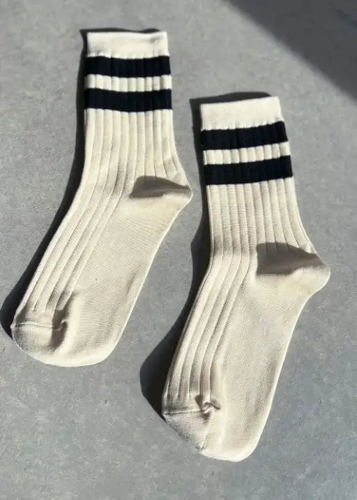 Her Varsity Socks - Cream / Black