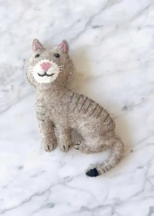 Stitched Cat Ornament - Gray Tabby