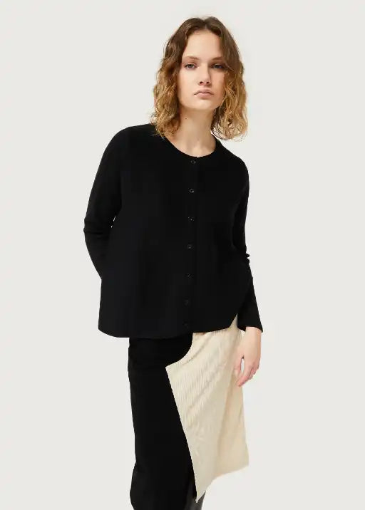 Black A-line Knit Cardigan