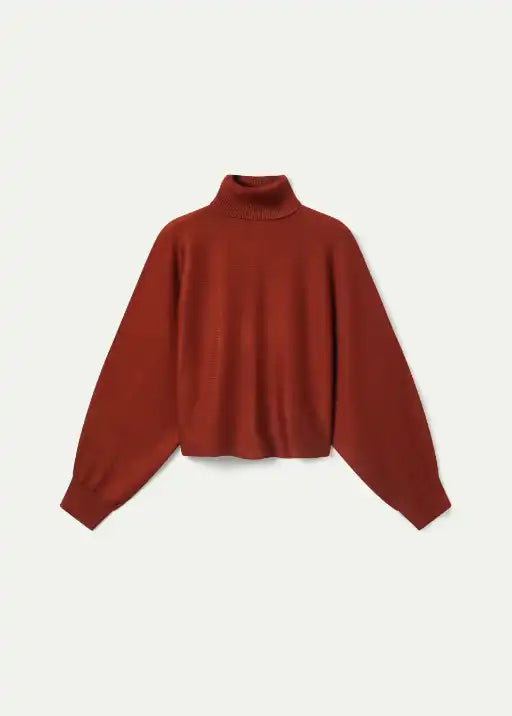 Rust Roll Neck Knitted Sweater