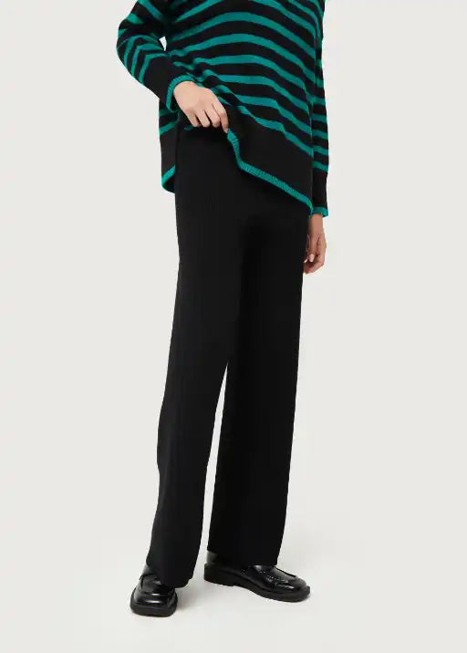 Black Knit Straight Trousers