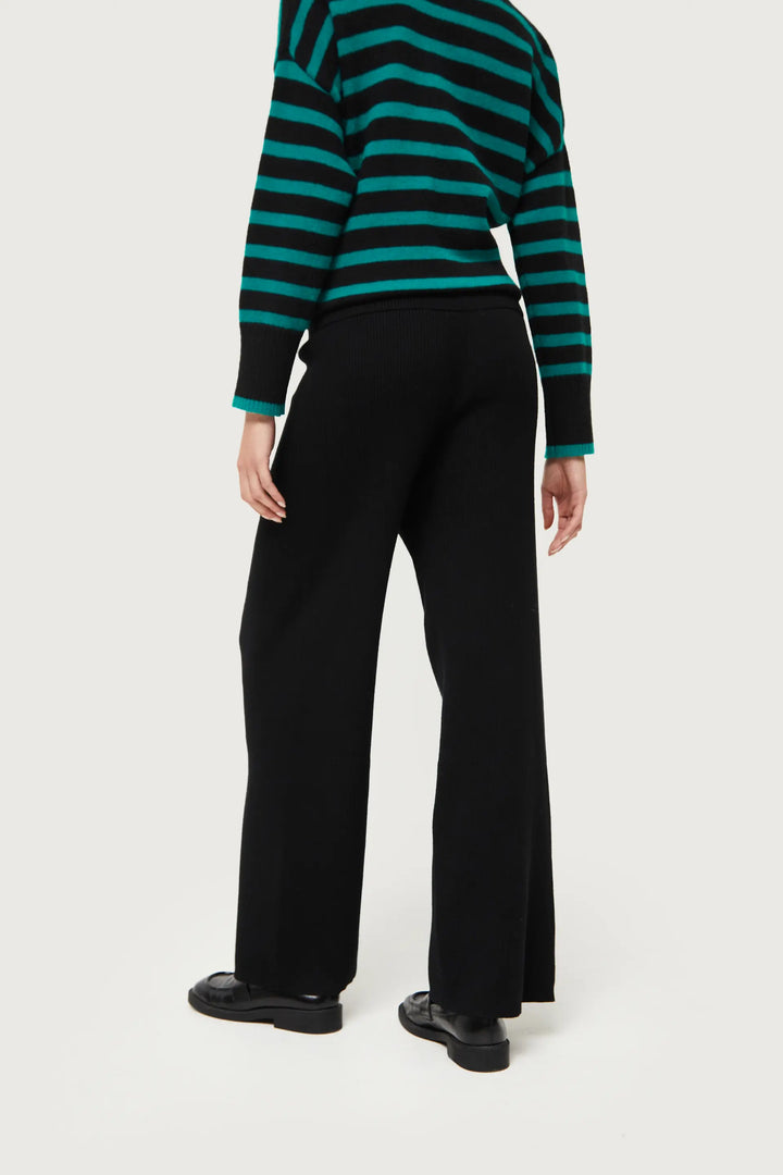 Black Knit Straight Trousers