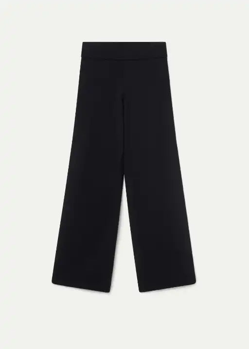 Black Knit Straight Trousers