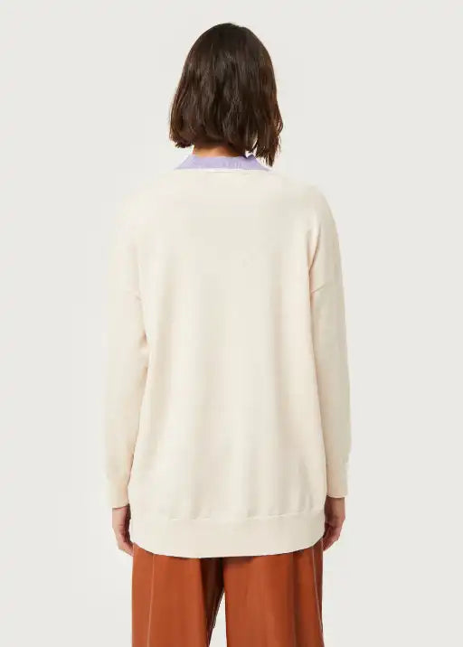 Cream V-neck Knitted Sweater