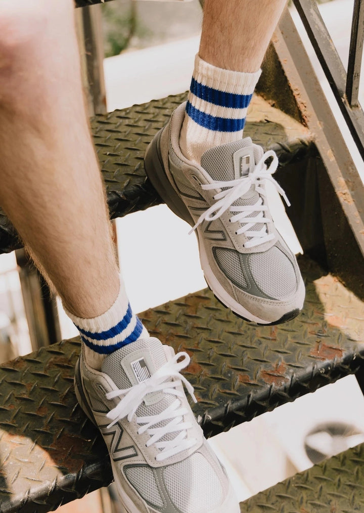 Mono Stripe Quarter Crew Socks - Royal