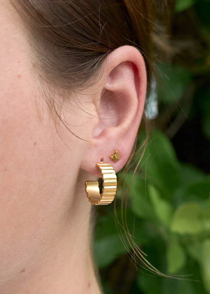 Dylan Ridged Hoops - Gold