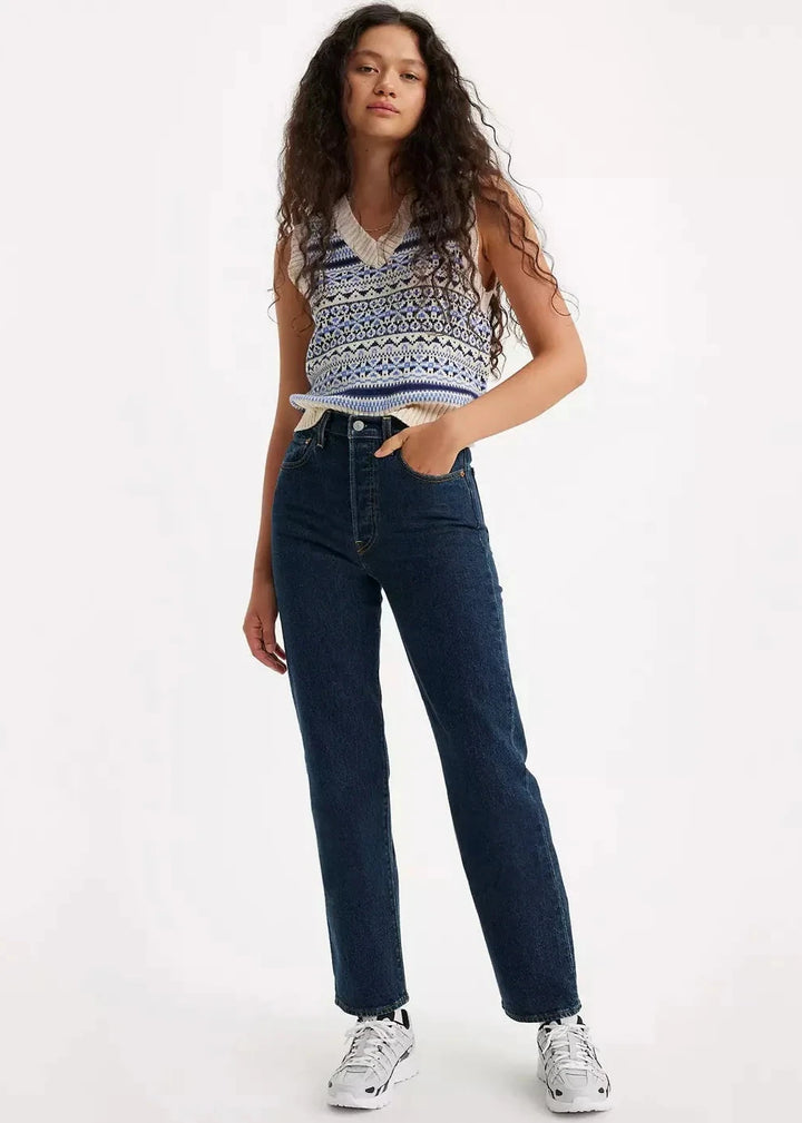 Ribcage Straight Ankle Jeans - Salsa Dark Stone