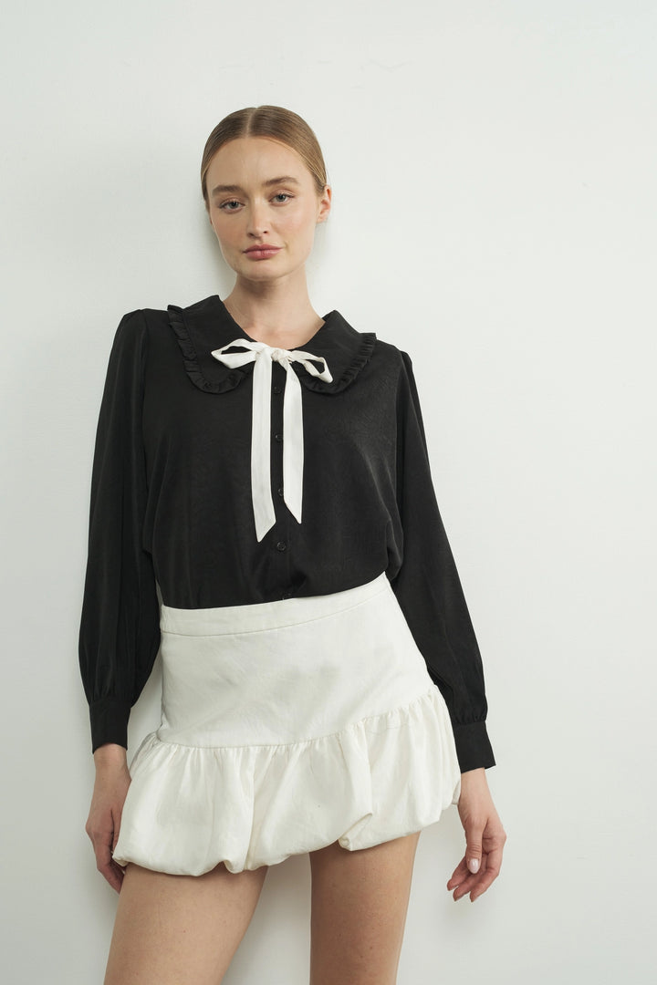 Peter Pan Collar Blouse - Black