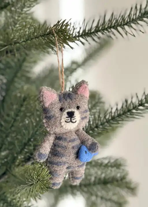 Cute Cat Ornament - Grey