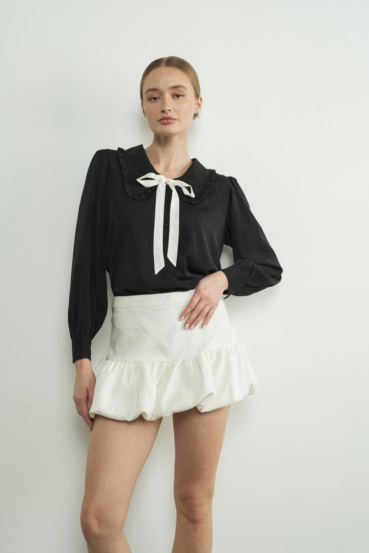 Peter Pan Collar Blouse - Black