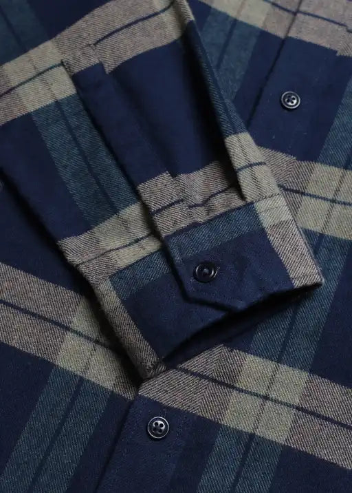 Larry Check Shirt - Navy Iris / Cornstalk