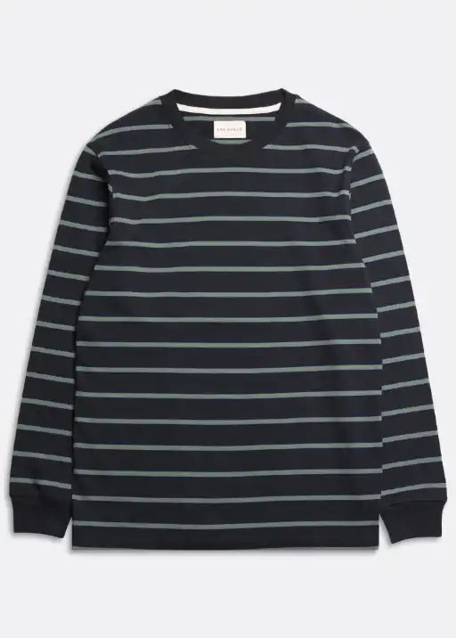 Tres Stripe Tee Shirt - Black / Forest Green