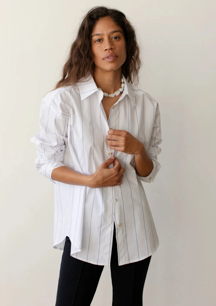 Stripe Pop Shirt - Navy Pinstripe