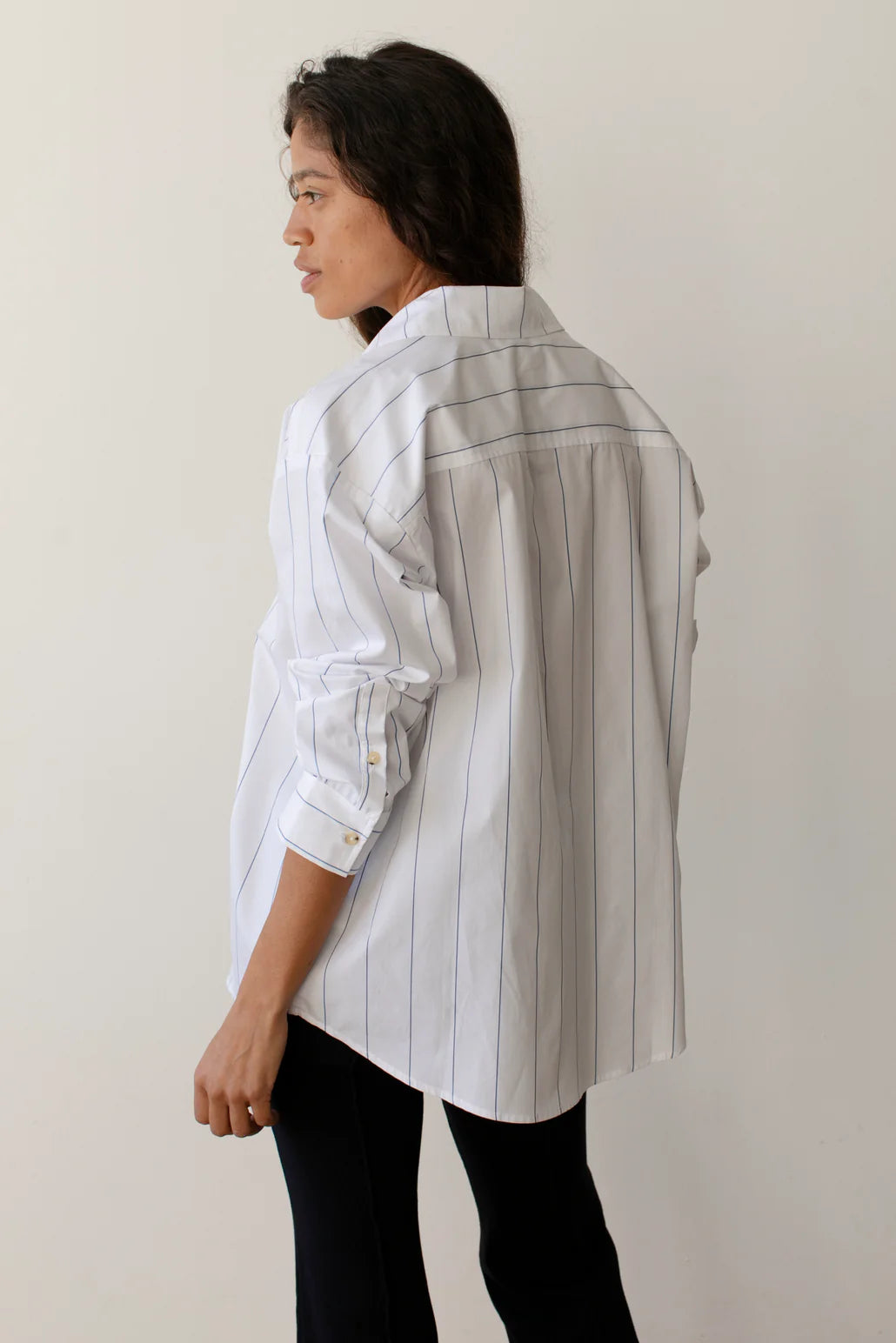 Stripe Pop Shirt - Navy Pinstripe