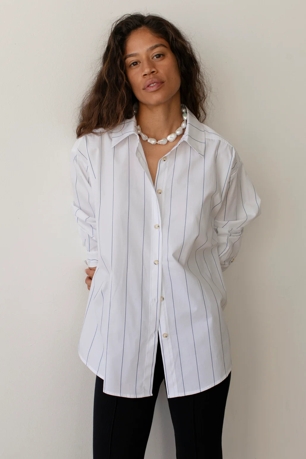 Stripe Pop Shirt - Navy Pinstripe