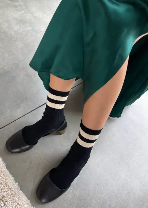 Her Varsity Socks - Black