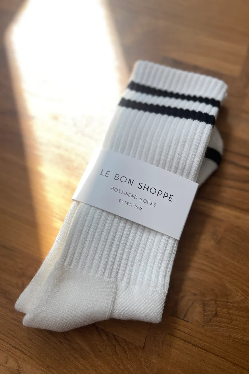 Extended Boyfriend Socks - Classic White