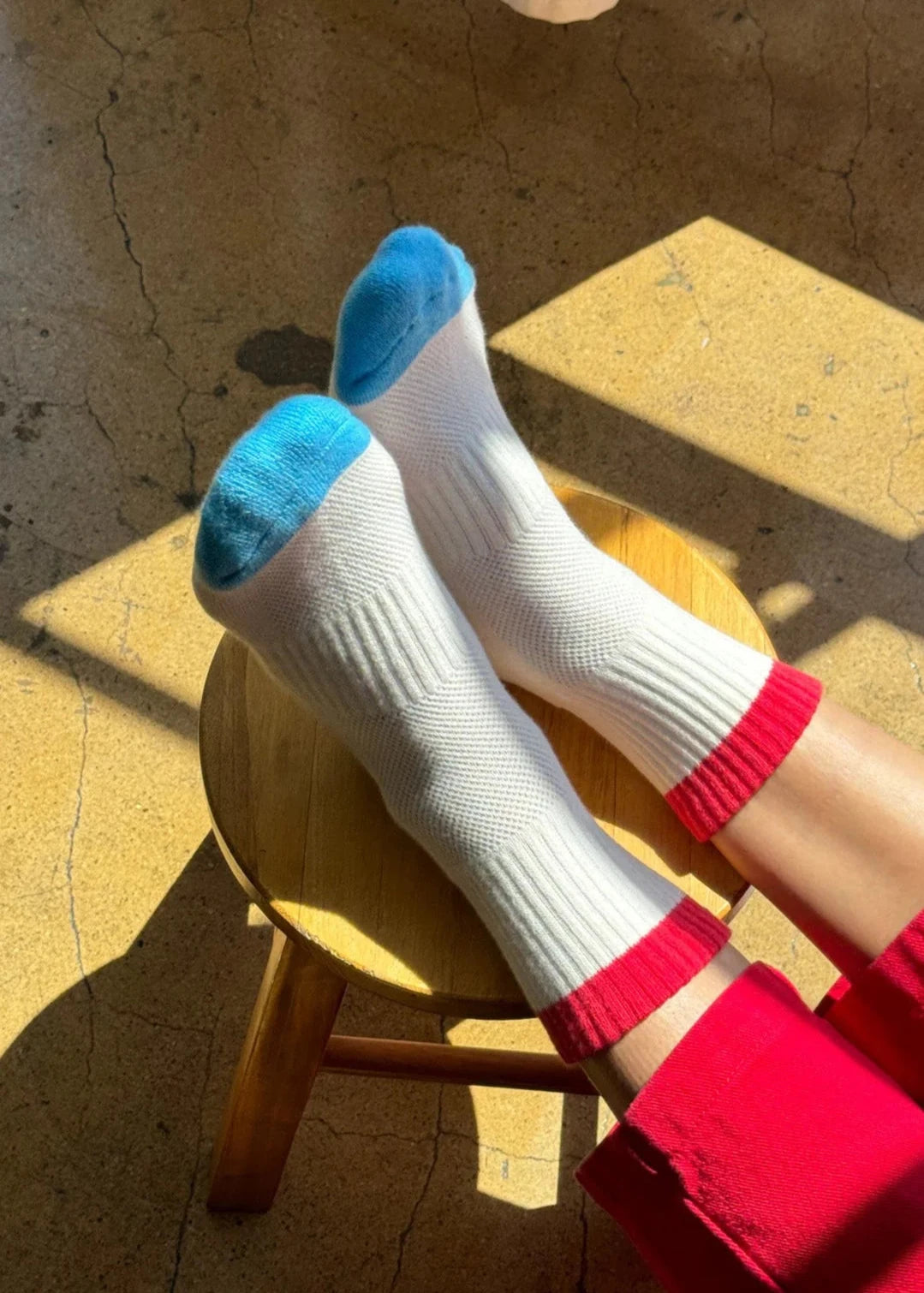 Color Block Girlfriend Socks - Blue Red