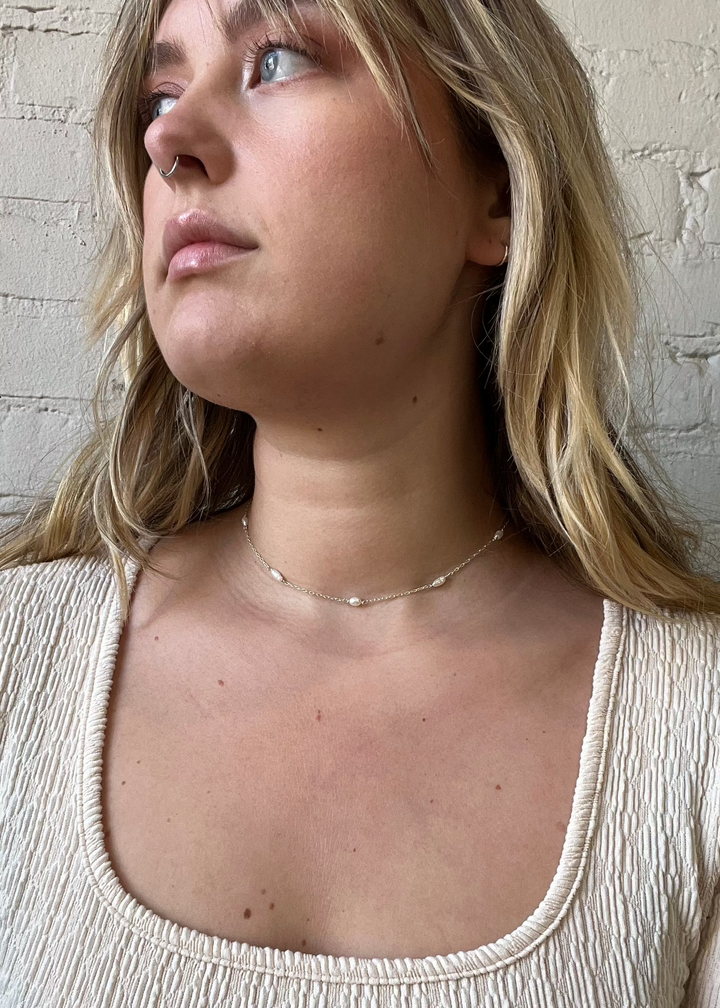 Seed Pearl Choker - Silver