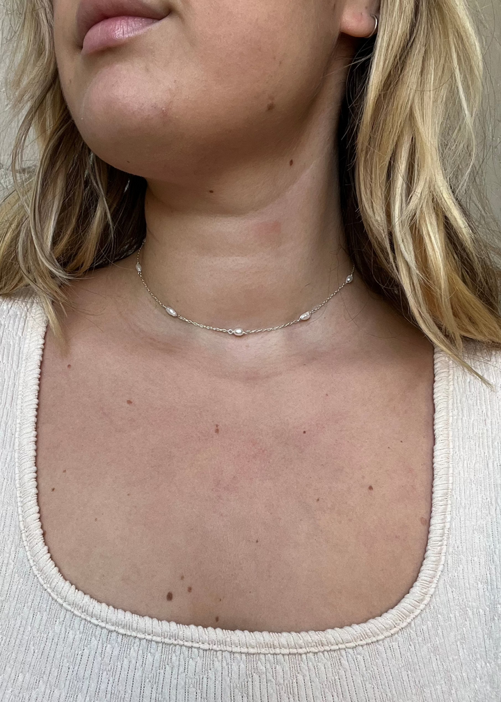 Seed Pearl Choker - Silver