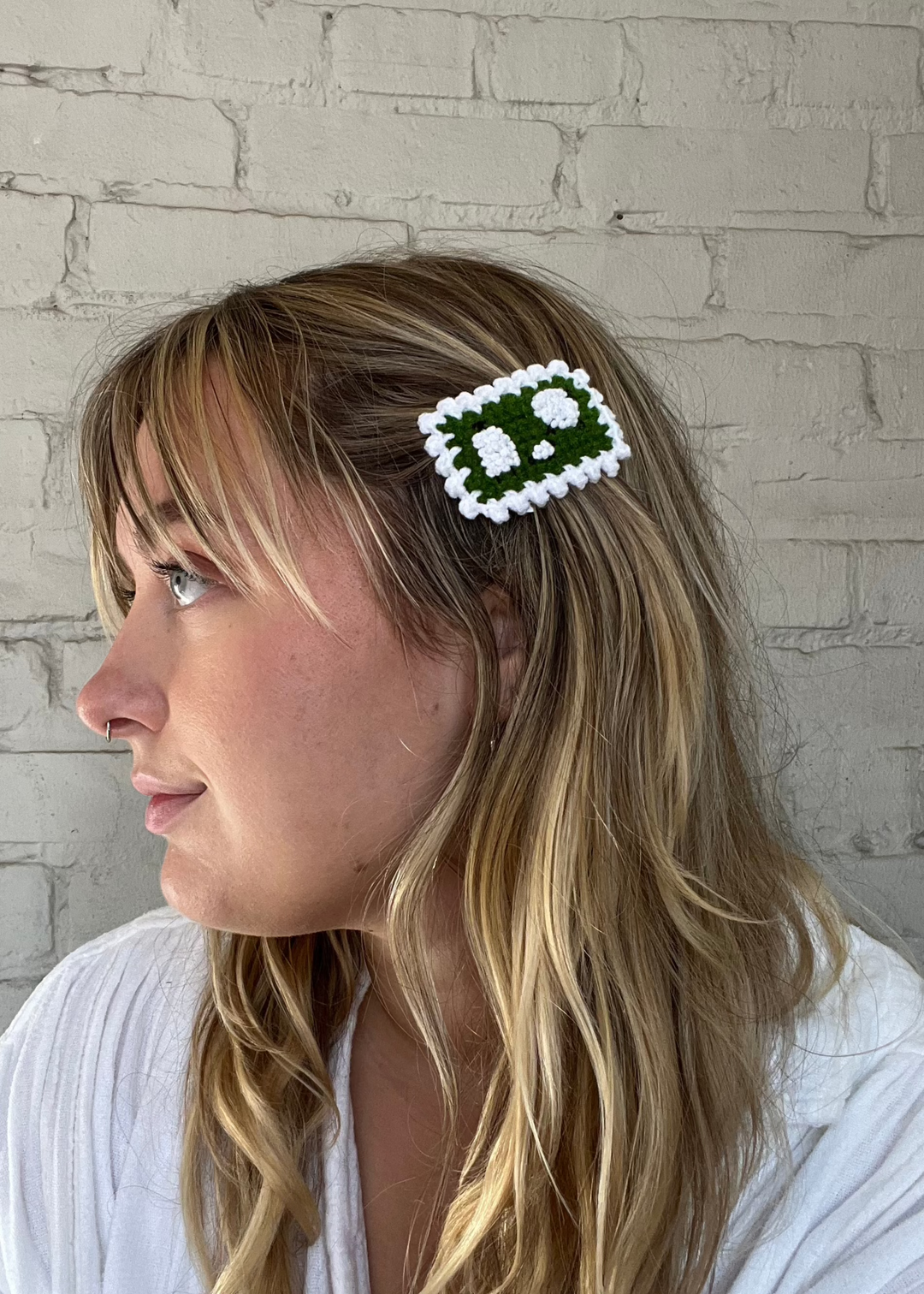 Crochet Hair Clip - Green Sheep