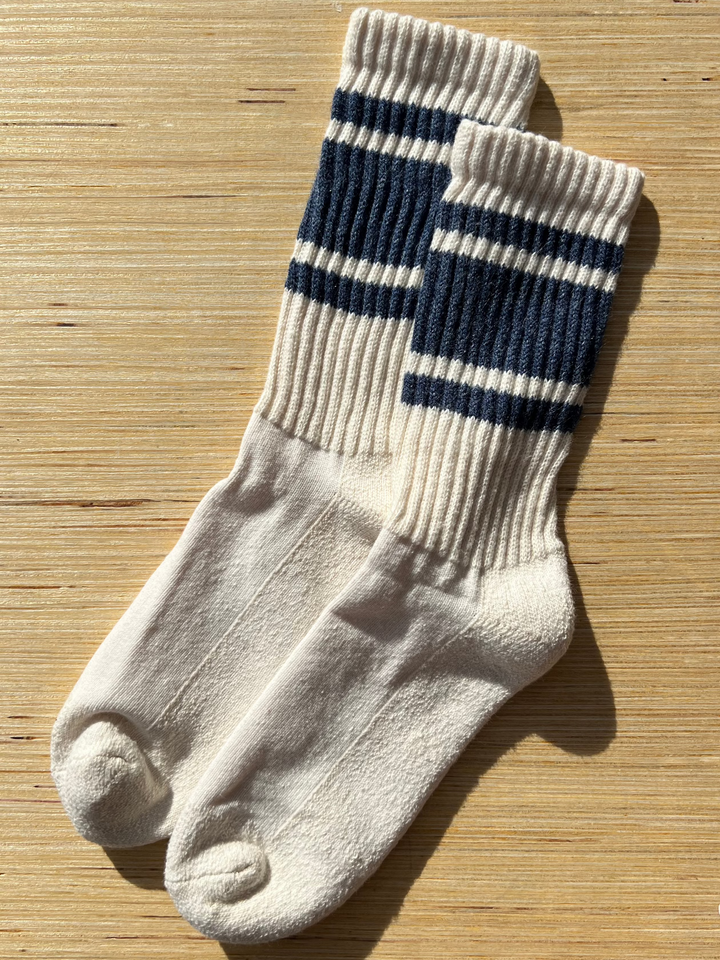 Mono Stripe Socks - Denim Heather