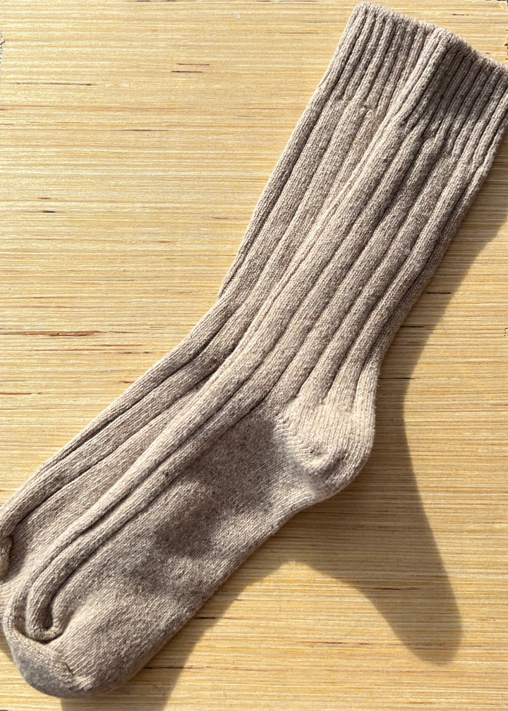 Wool Silk Boot Socks - Oatmeal