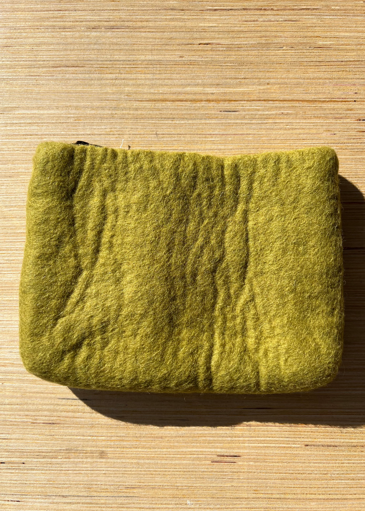 Wool Zipper Pouch - Chartreuse