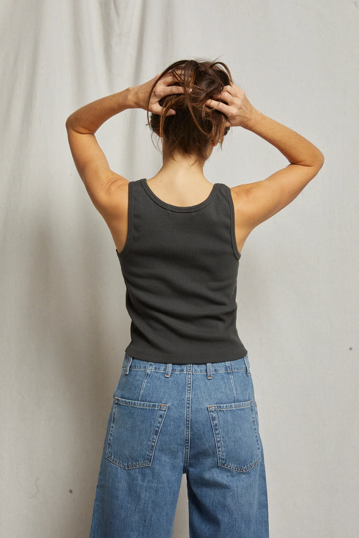 Maria V Neck Tank- Vintage Black