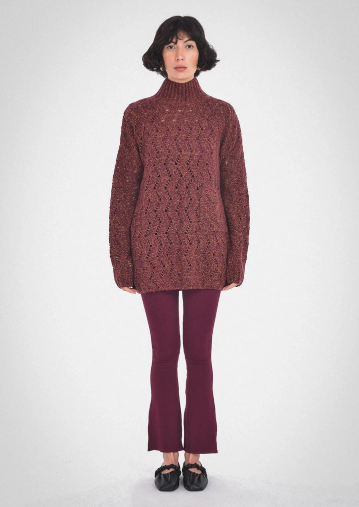 Marlene Tunic Sweater - Dark Cherry Mix