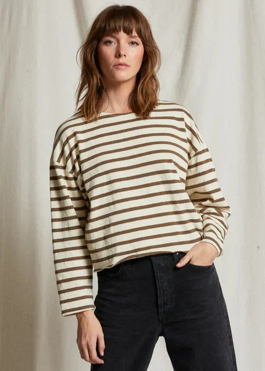 Taylor Striped Long Sleeve - Walnut Stripe