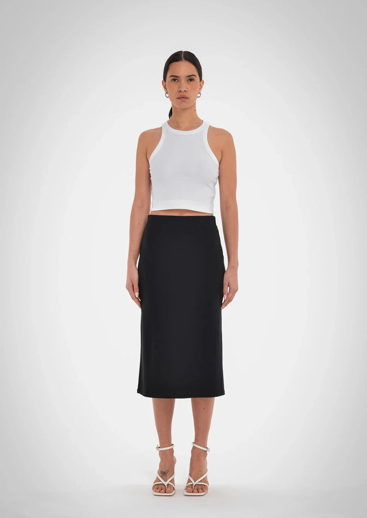 Fleur Rib Skirt - Black