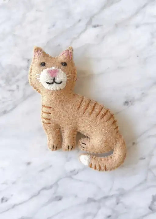 Stitched Cat Ornament - Brown Tabby