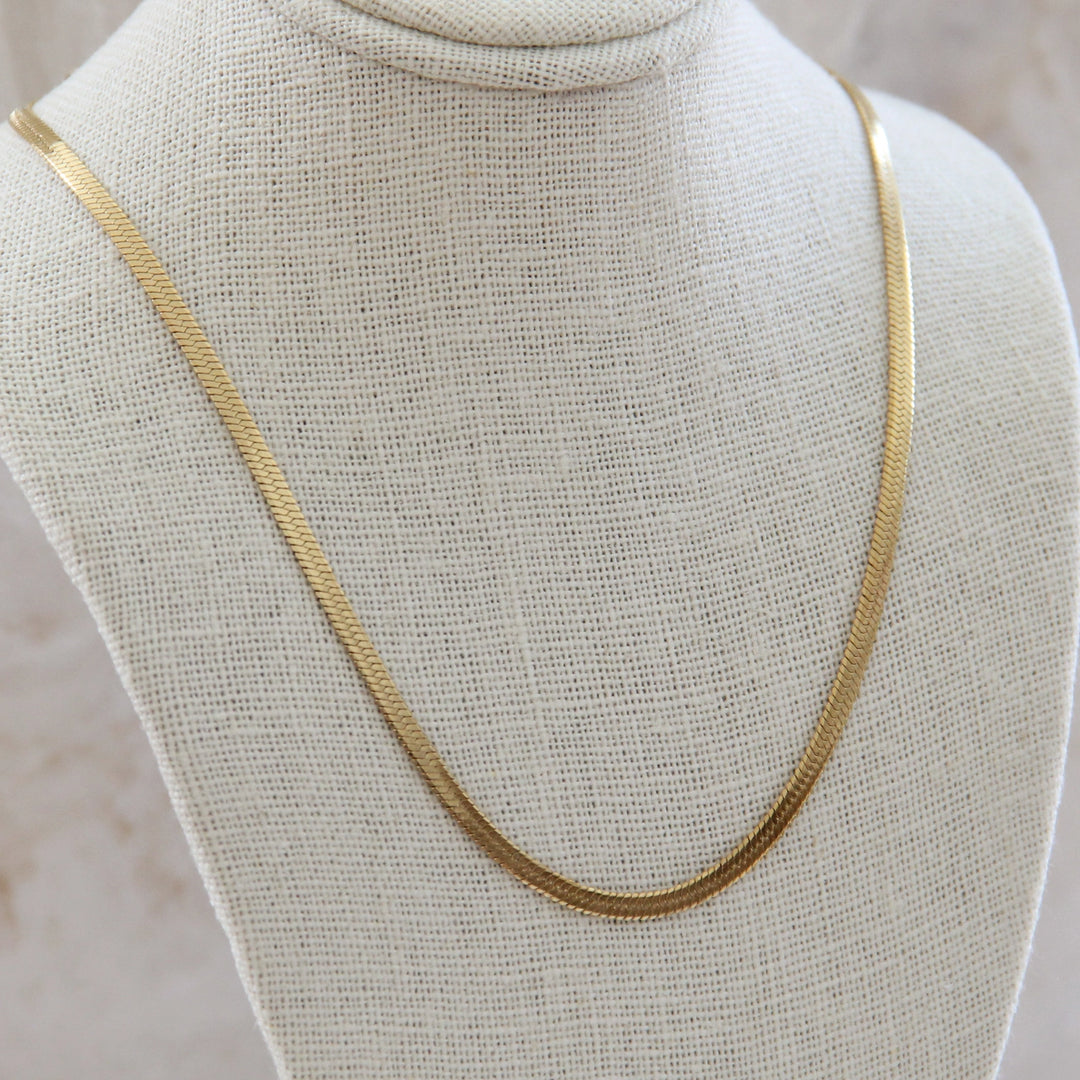 Herringbone Chain Necklace 3mm - Gold