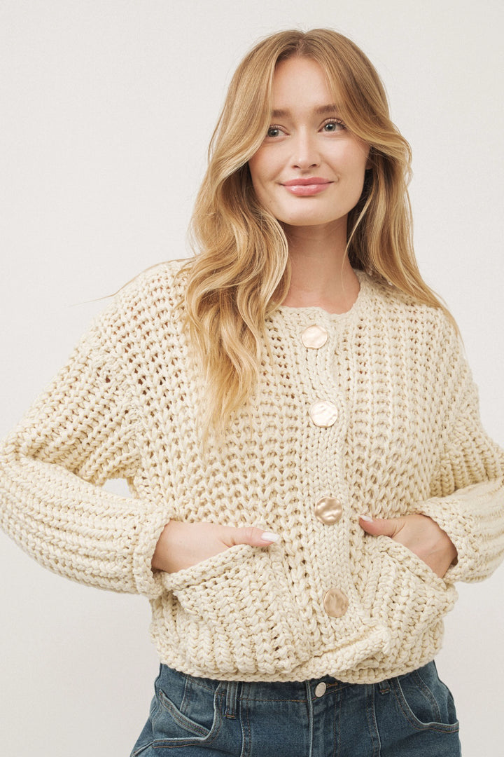 Chunky Knit Cardigan - Cream