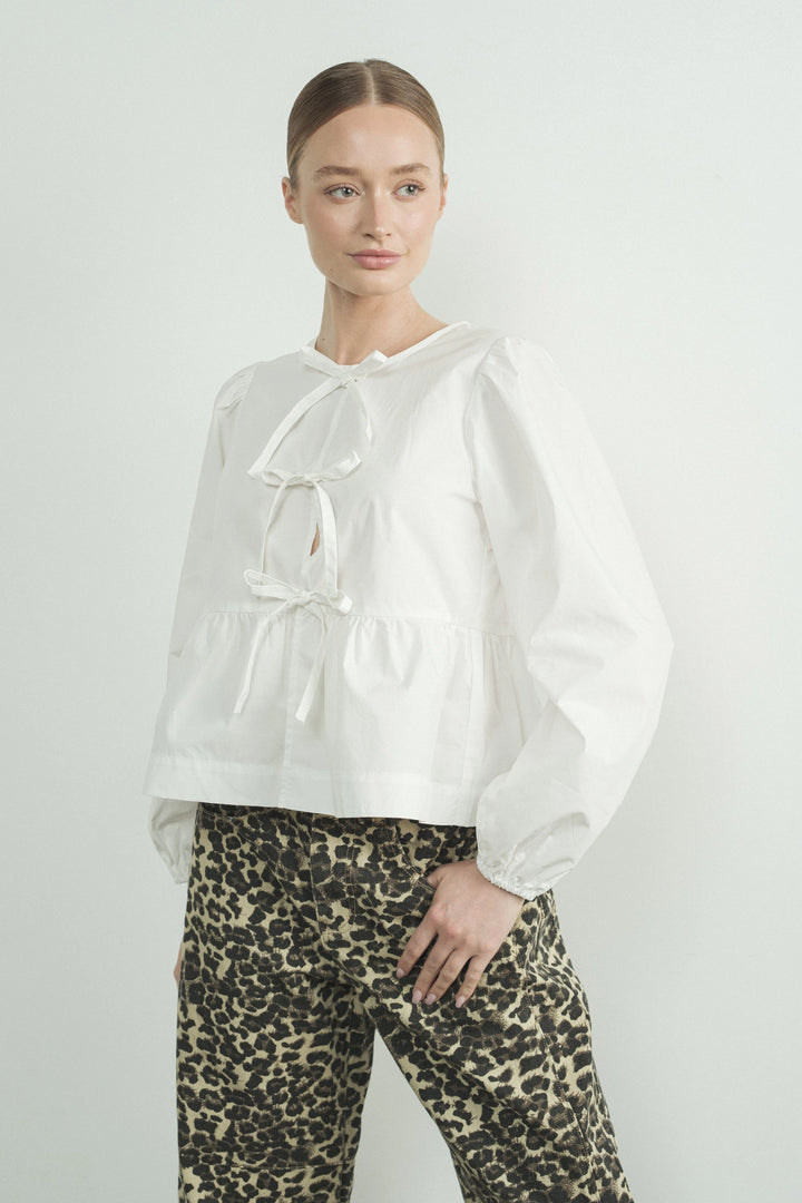 Bow Tie Blouse - White