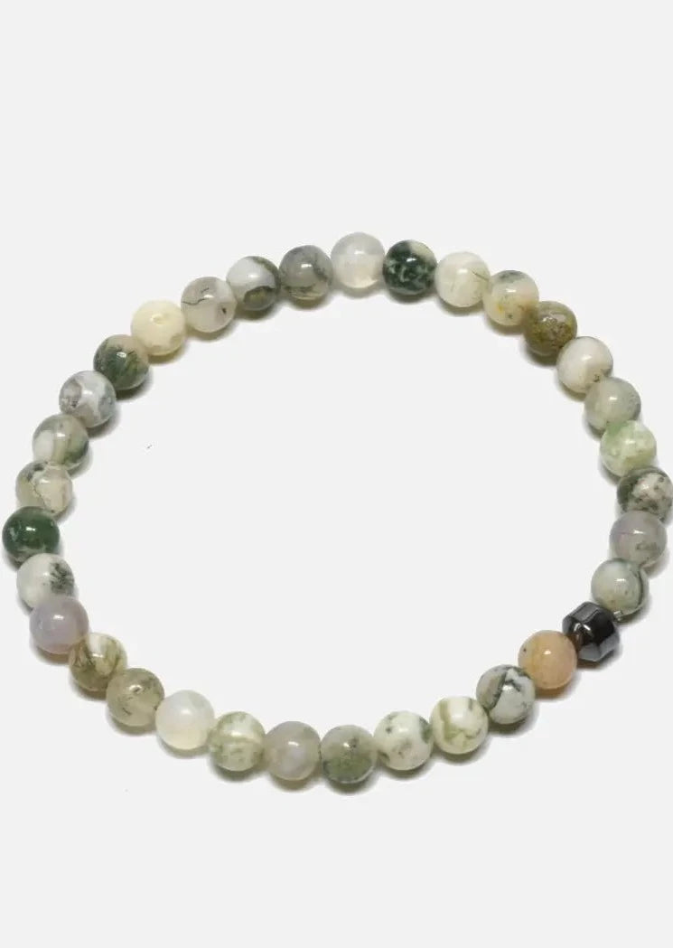 Moss Agate / Hematite Stretch Bracelet